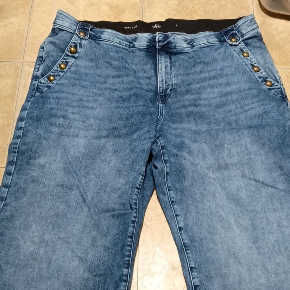 St John's Bay Women's Wide Leg Jeans With Gold Button Pocket - Picture 13 of 13